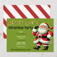 Vintage Santa Claus Green Secret Santa Party