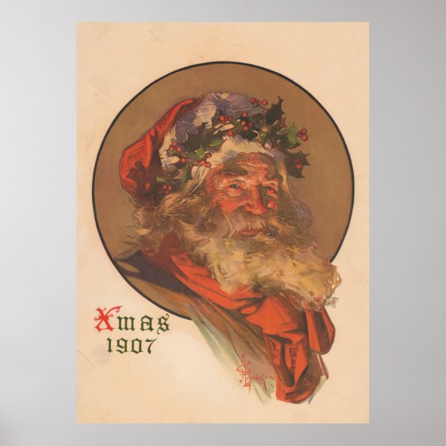 Vintage Santa Claus Illustration (1907) Poster (Front)