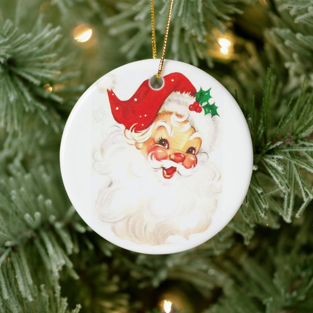 Vintage Santa Claus Illustration Ceramic Tree Decoration (Tree)