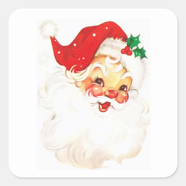 Vintage Santa Claus Illustration Square Sticker (Front)