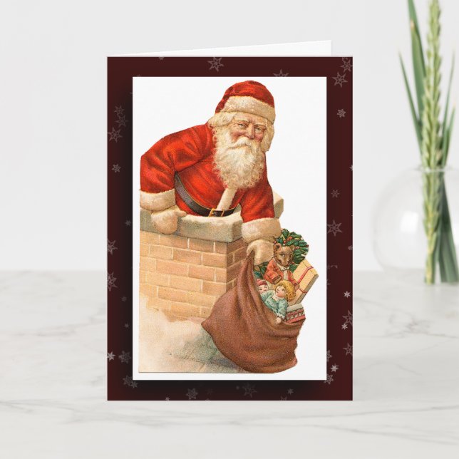 Vintage Santa Claus Image Greeting Card (Front)