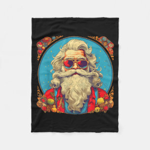 Vintage Santa Claus In Sungles Funny Christmas Rtr Fleece Blanket