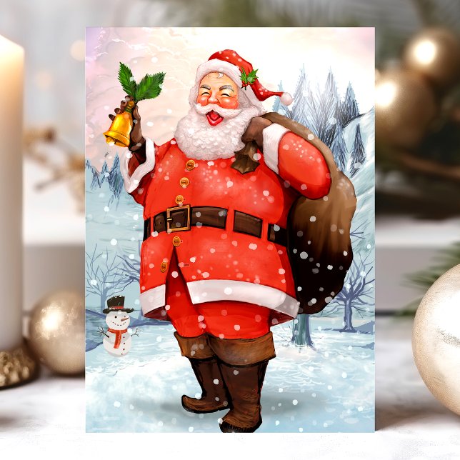 Vintage Santa Claus In The Snow Holiday Postcard (Creator Uploaded)
