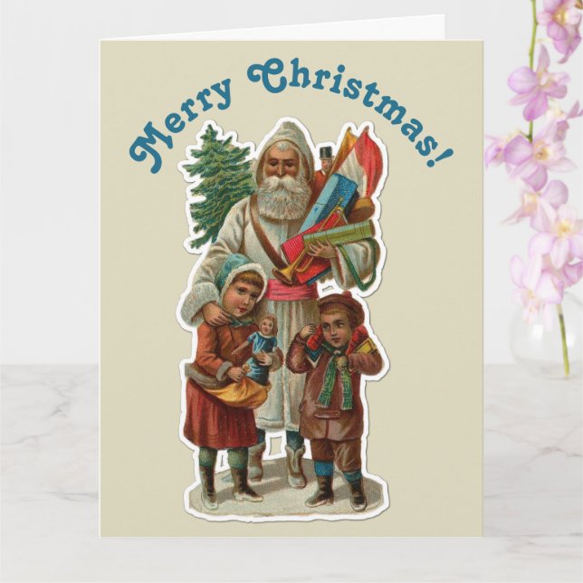 Vintage Santa Claus & Kids on Christmas Invitation (Orchid)