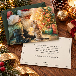 Vintage Santa Claus Kitten Christmas Holiday Card