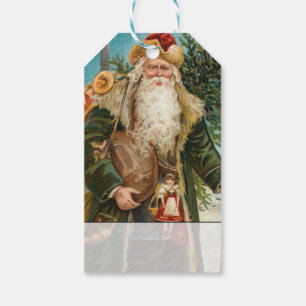 Vintage Santa Claus Making Deliveries Christmas Gift Tags