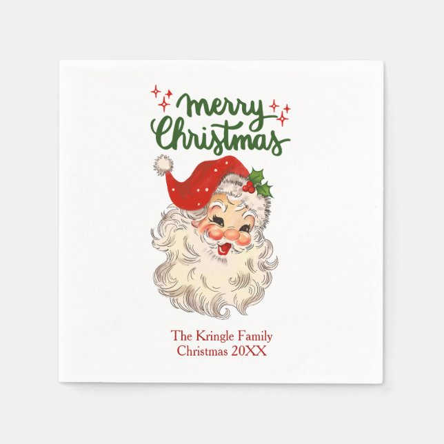 Vintage Santa Claus Merry Christmas customised Pos Napkin (Front)