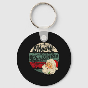 Vintage Santa Claus Merry Christmas Face Old Fashi Key Ring