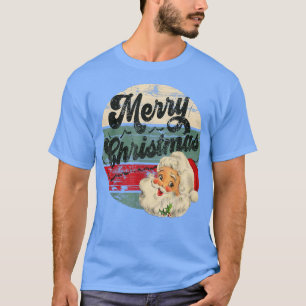 Vintage Santa Claus Merry Christmas Face Old Fashi T-Shirt