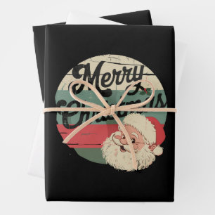 Vintage Santa Claus Merry Christmas Face Old Wrapping Paper Sheet