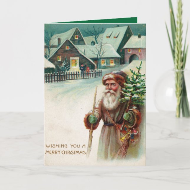 Vintage Santa Claus Merry Christmas Greeting Cards (Front)