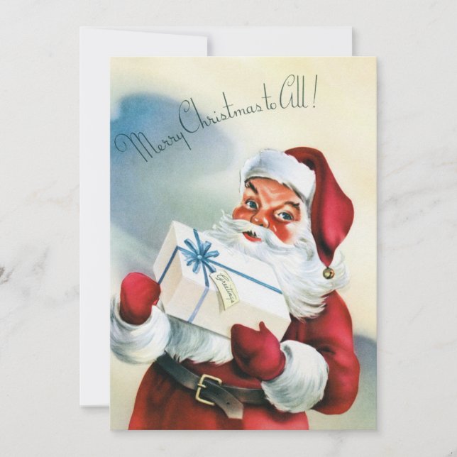 Vintage Santa Claus Merry Christmas Greetings      Holiday Card (Front)
