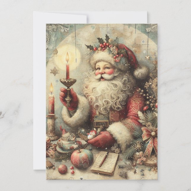 Vintage Santa Claus Merry Christmas Holiday Card (Front)
