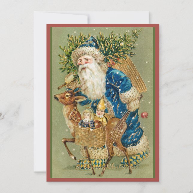 Vintage Santa Claus Merry Christmas Holiday Card (Front)