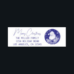 Vintage Santa Claus Merry Christmas Return Address Self-inking Stamp<br><div class="desc">Vintage Christmas return address with Merry Christmas greeting in stylish trendy modern script and Santa in a circle frame on blue background.</div>