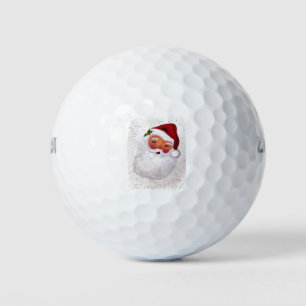 Vintage Santa Claus Merry Christmas watercolor Golf Balls