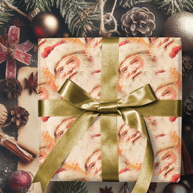 Vintage Santa Claus Merry Christmas Wrapping Paper (vintage Santa Claus merry Chistmas gift wrap. Retro Christmas wrapping paper)