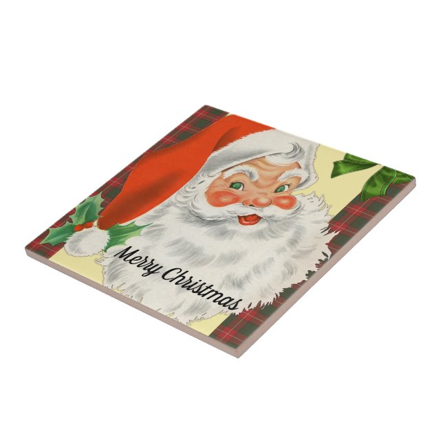Vintage Santa Claus Old Fashioned Christmas Tile (Side)