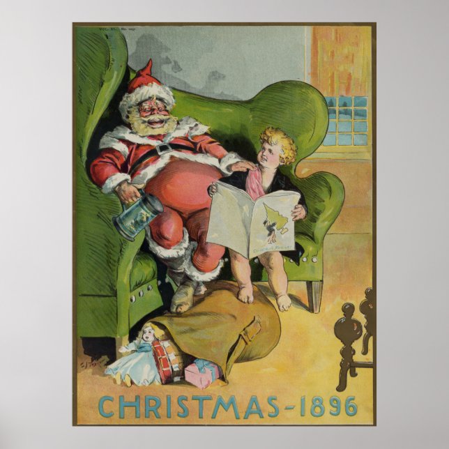 Vintage Santa Claus on Christmas Eve (1896) Poster (Front)