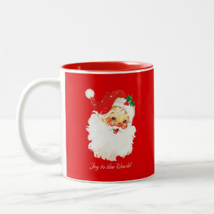 Vintage Santa Claus on Red Two-Tone Coffee Mug