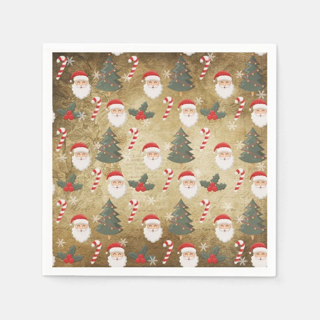 Vintage Santa Claus Pattern Napkin (Front)