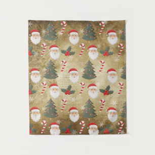 Vintage Santa Claus Pattern Tapestry