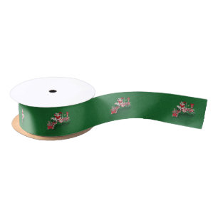 Vintage Santa Claus Peppermint Candy Train Satin Ribbon