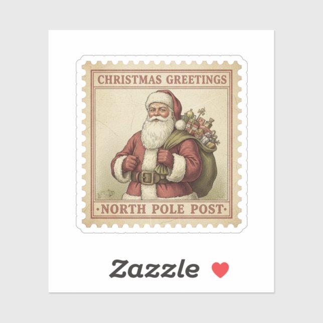 Vintage Santa Claus Postage Stamp Christmas  (Sheet)