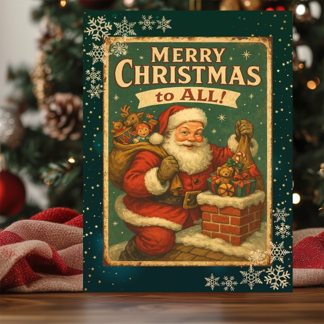 Vintage Santa Claus Presents Holiday Card (Creator Uploaded)