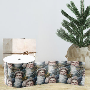 Vintage Santa Claus Red Christmas Tree Skirt Grosgrain Ribbon