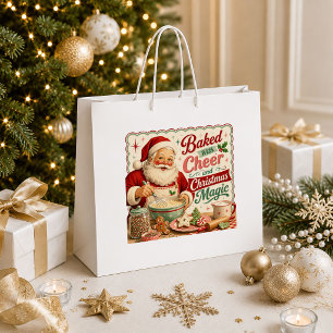 Vintage Santa Claus Red Green Gift Bag Magic
