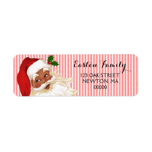 Vintage Santa Claus Red White Stripe Label