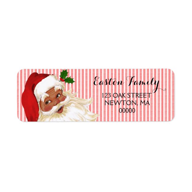 Vintage Santa Claus Red White Stripe Label (Front)