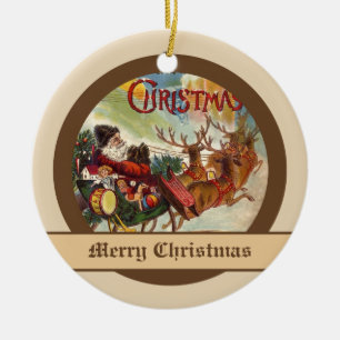 Vintage Santa Claus Reindeer Sleigh ornaments