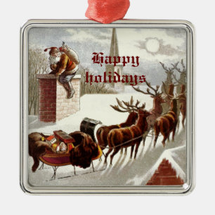 Vintage Santa Claus Reindeer Sleigh ornaments