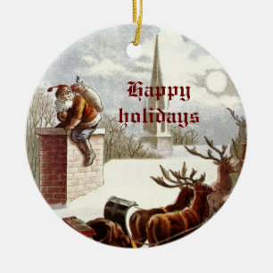 Vintage Santa Claus Reindeer Sleigh ornaments