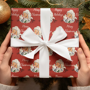 Vintage Santa Claus Retro Old Fashioned Christmas Wrapping Paper