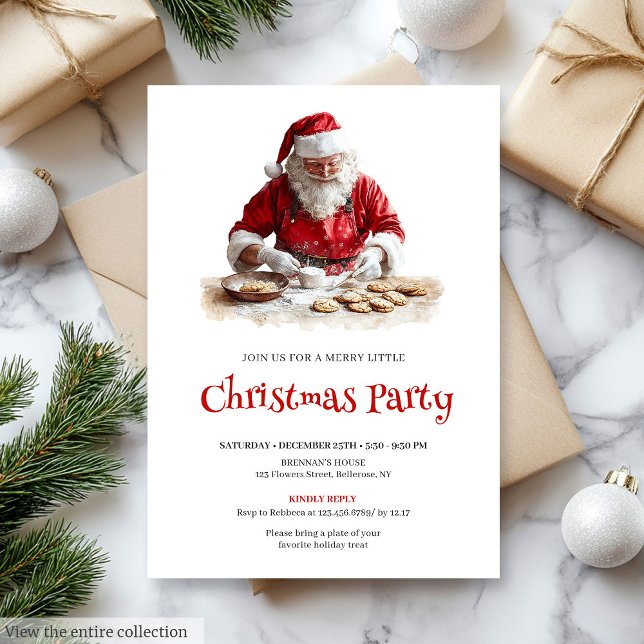 Vintage Santa Claus Script Font Christmas Dinner  Invitation (Vintage Santa Claus Script Font Christmas Dinner Invite

)