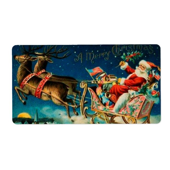 Vintage Santa Claus Sleigh Christmas Holiday (Front)