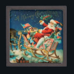 Vintage Santa Claus Sleigh Christmas Holiday Jewellery Box<br><div class="desc">Original vintage Santa Claus on sleigh with reindeers illustration.</div>
