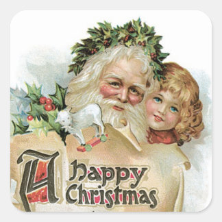 Vintage Santa Claus Square Sticker
