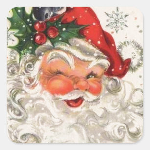 Vintage Santa Claus Square Sticker