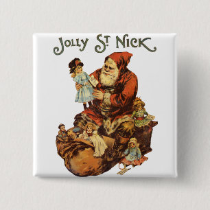Vintage Santa Claus St. Nickn Art Print 15 Cm Square Badge