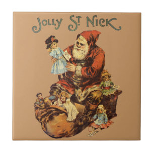 Vintage Santa Claus St. Nickn Art Print Tile