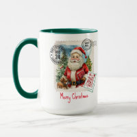 Vintage Santa Claus Stamp Combo Mug, 15 oz