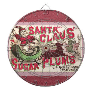 Vintage Santa Claus Sugar Plums Ad Antique Candy Dartboard