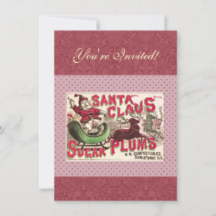 Vintage Santa Claus Sugar Plums Ad Antique Candy Invitation