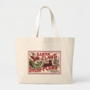 Vintage Santa Claus Sugar Plums Ad Antique Candy Large Tote Bag