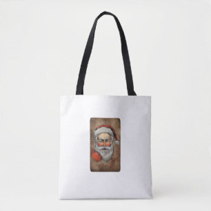 Vintage Santa Claus Tole Art Canvas Tote Bag