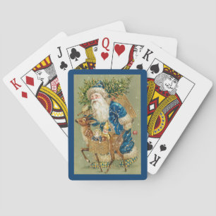 Vintage Santa Claus Tree Reindeer Merry Christmas  Playing Cards